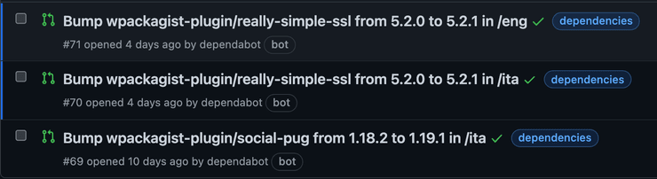 'A list of recommended dependencies from Dependabot'